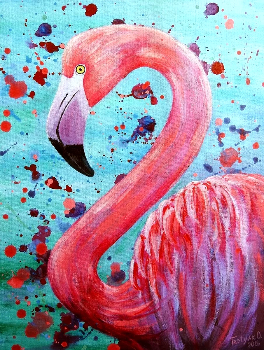 Acrylic Painting Фламинго