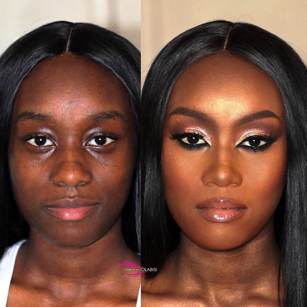 Афроамериканки до и после макияжа