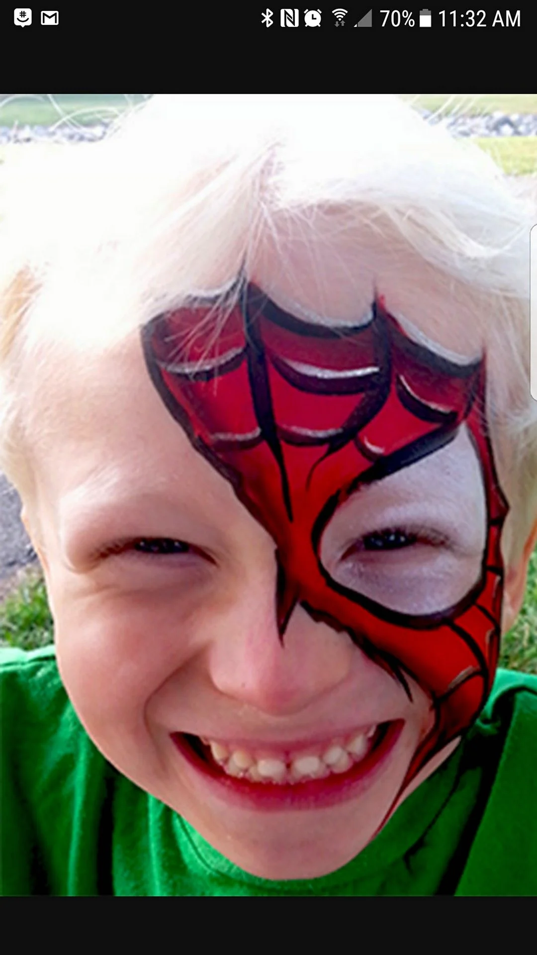 Аквагрим человек паук для детей на лице