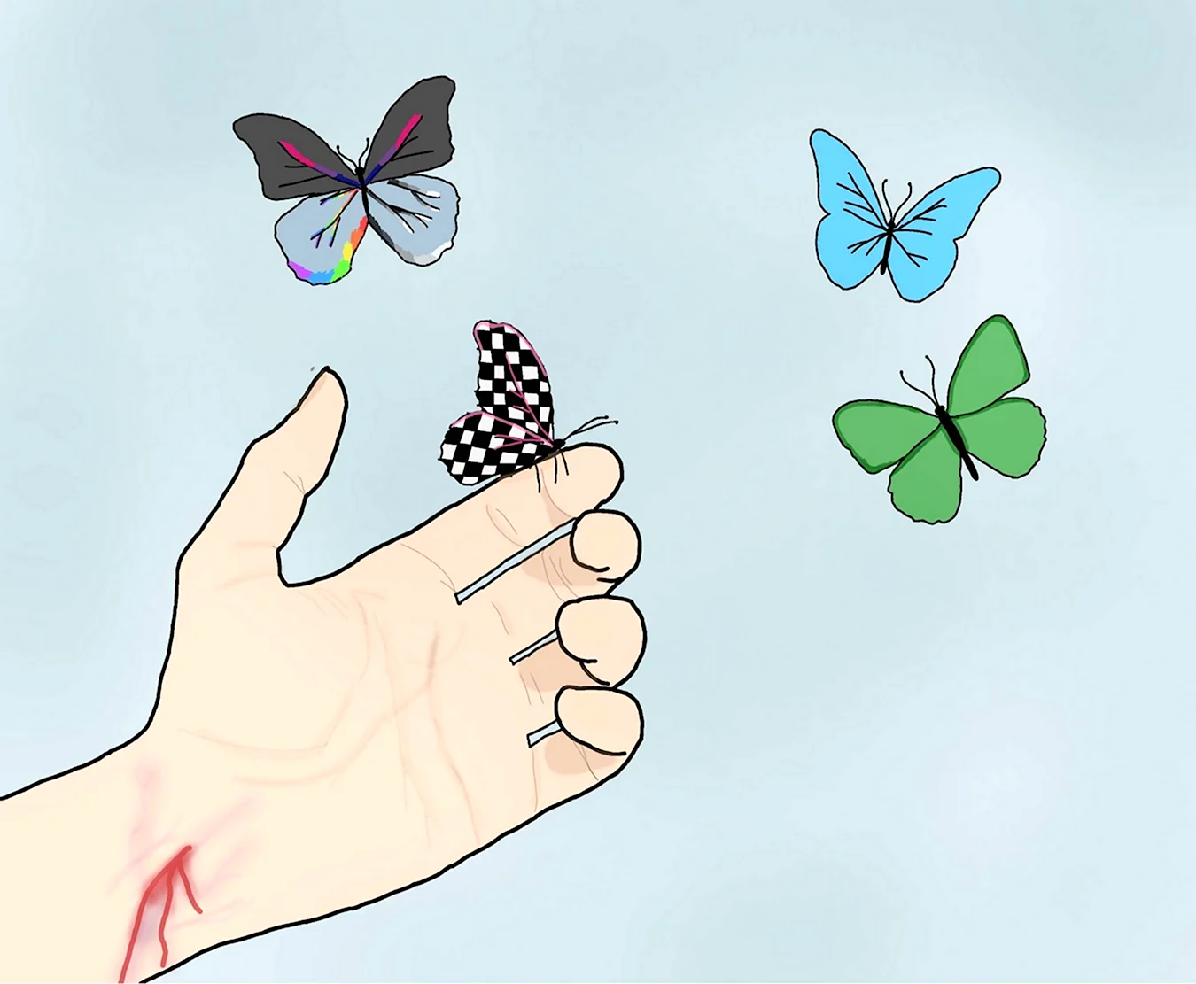 Бабочка на руке рисунок