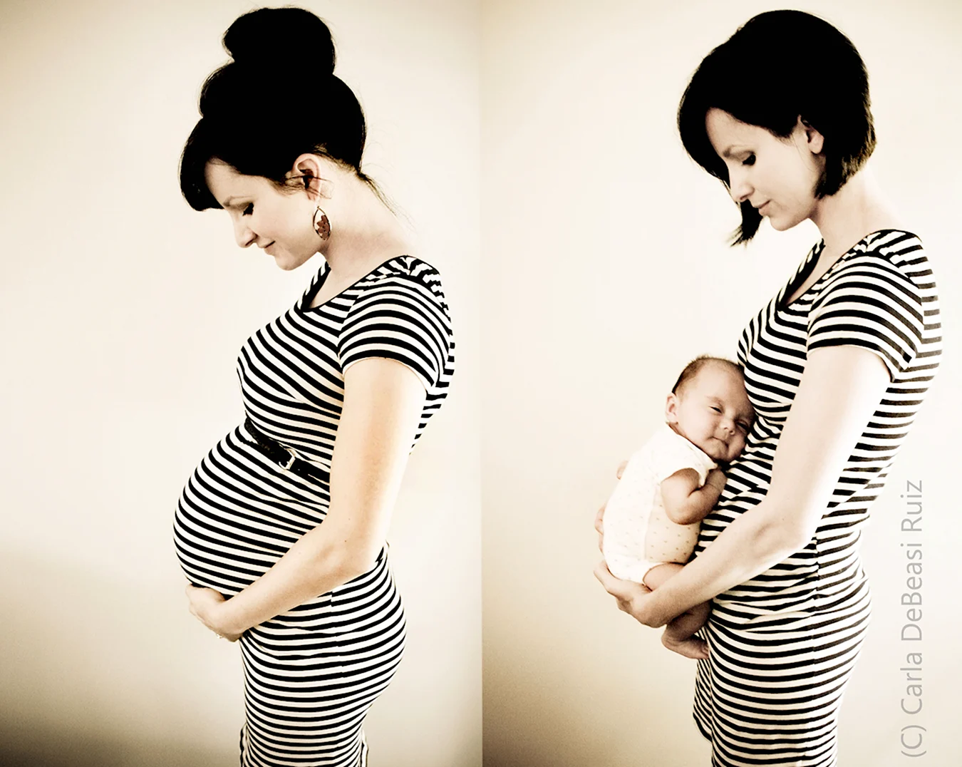 Беременная мама с малышом
