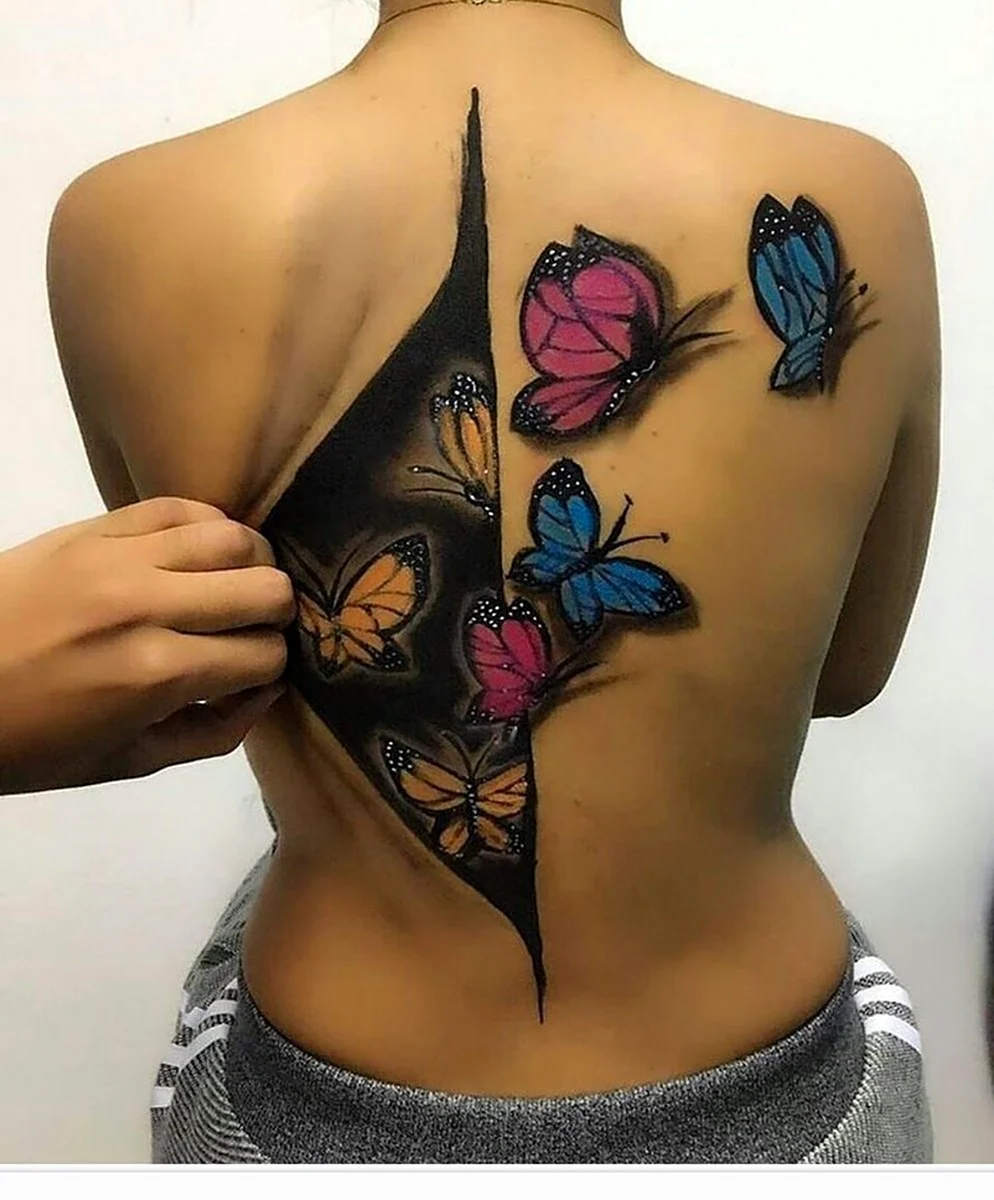 Боди-арт женщины бабочки