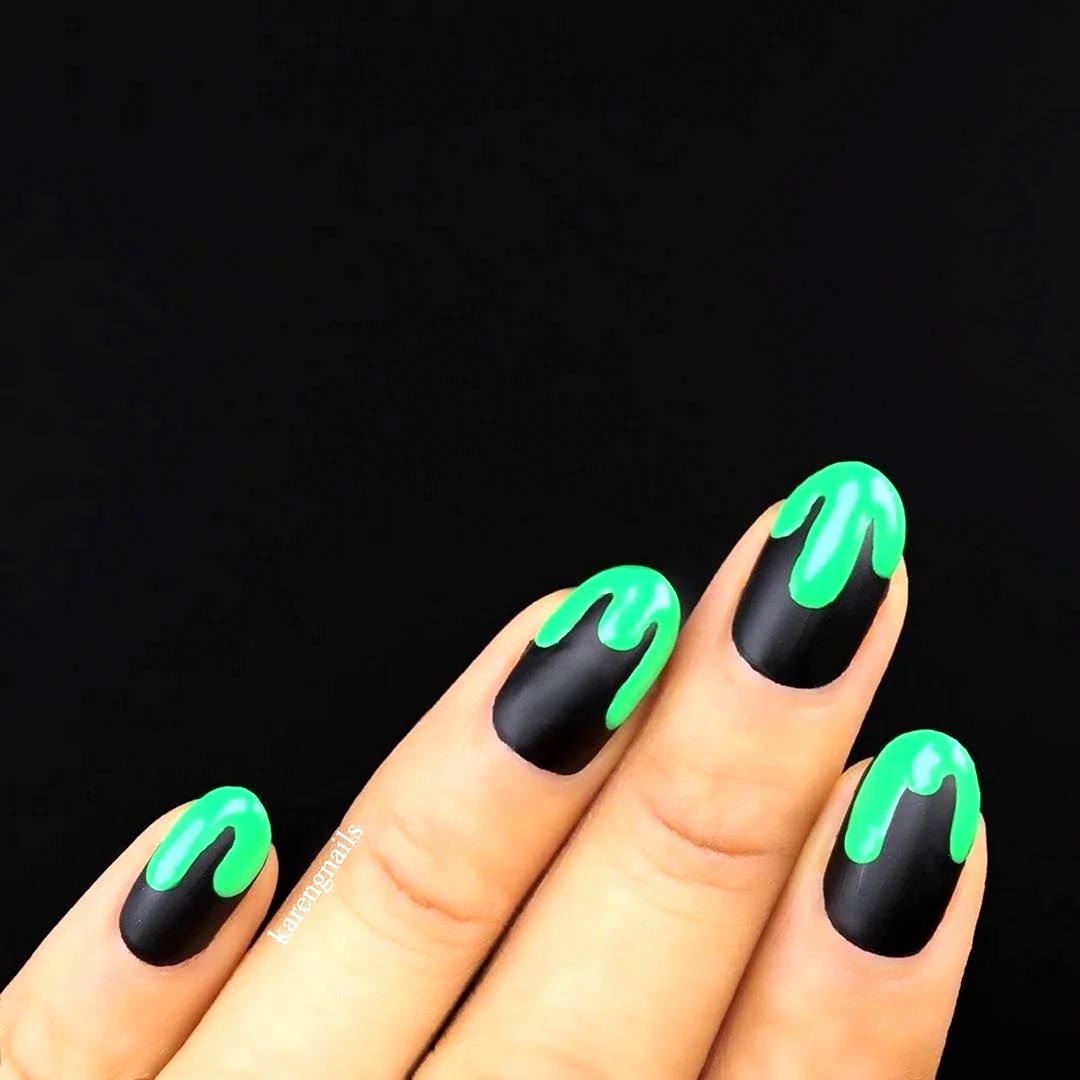 Черно зеленые ногти