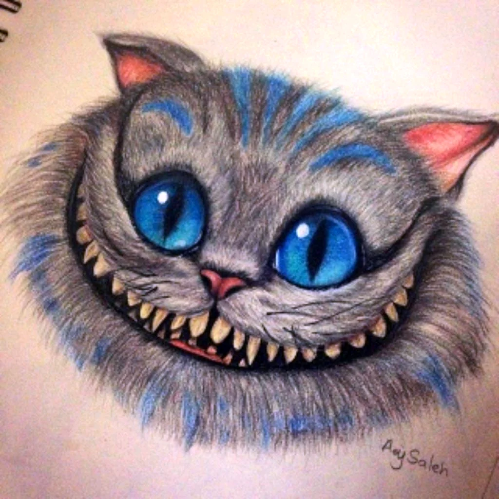 Чеширский кот карандашом для срисовки