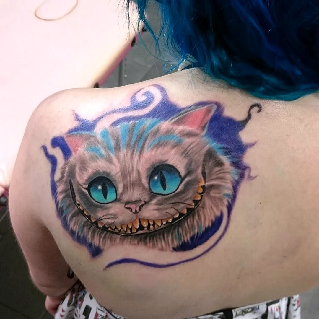 Чеширский кот тату цветное