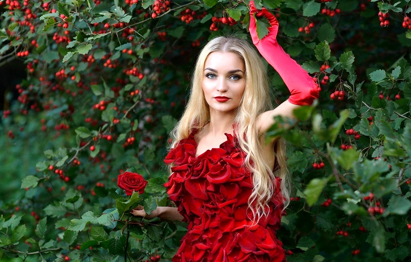 Девушка с красными розами