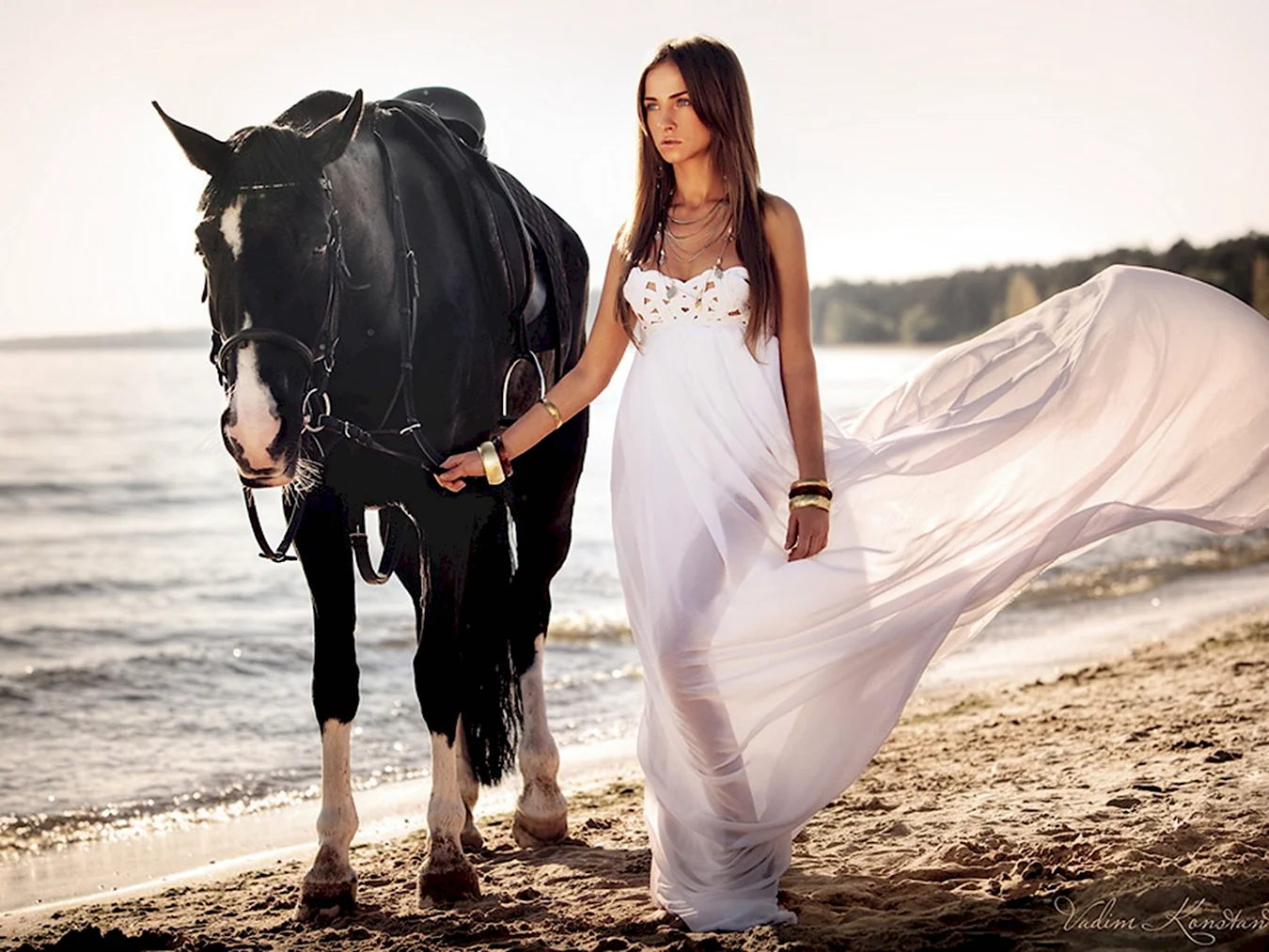Девушка в платье на коне