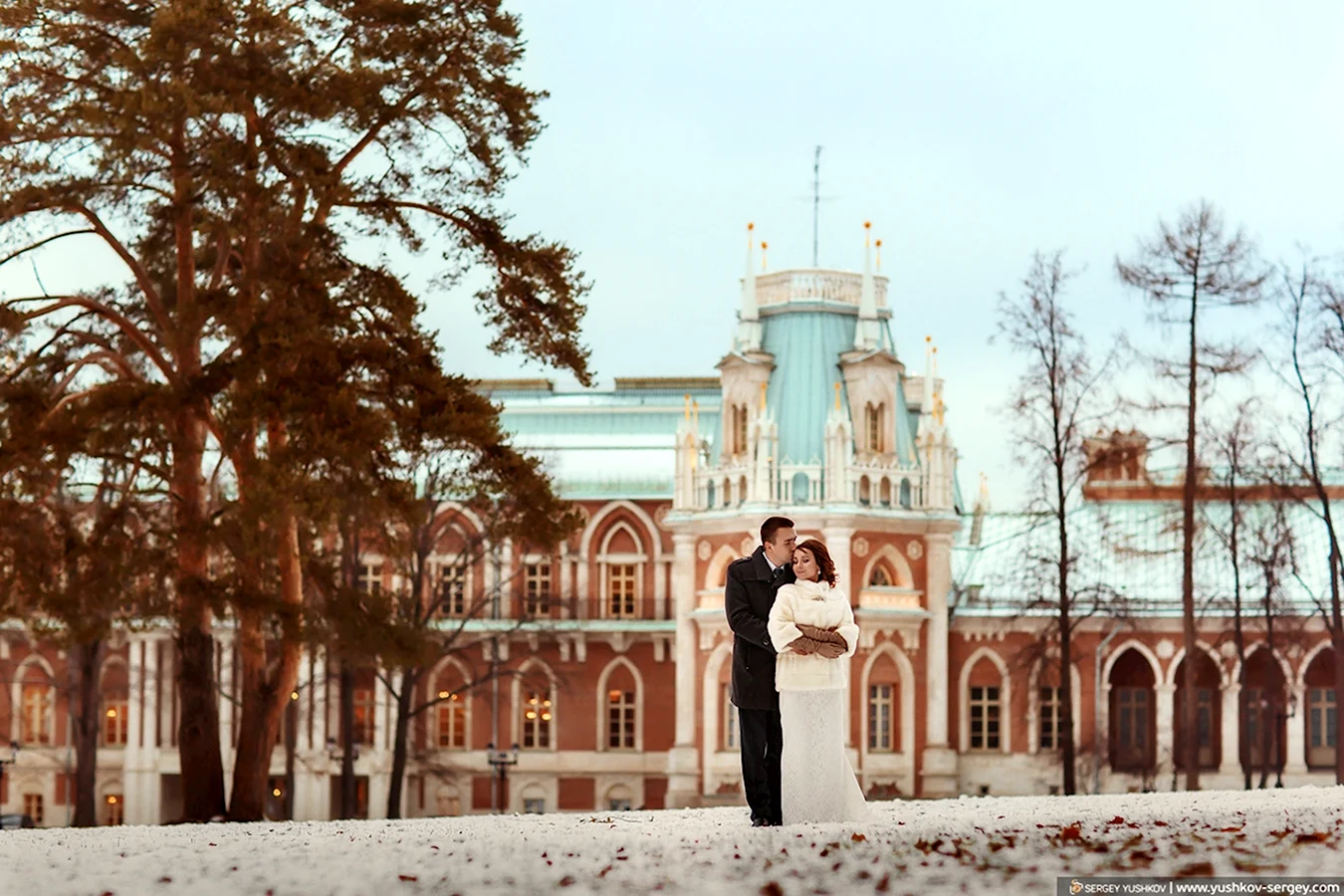 Екатерининский дворец в Москве в Царицыно зимой