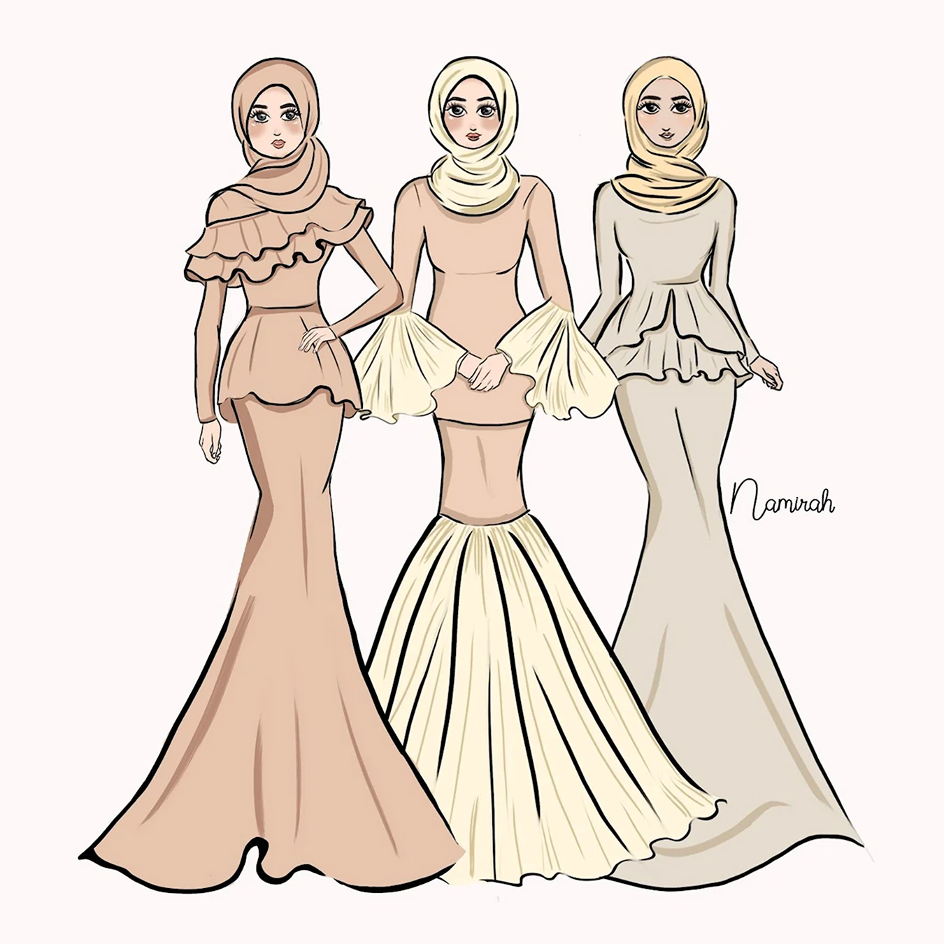Эскизы мусульманских платьев