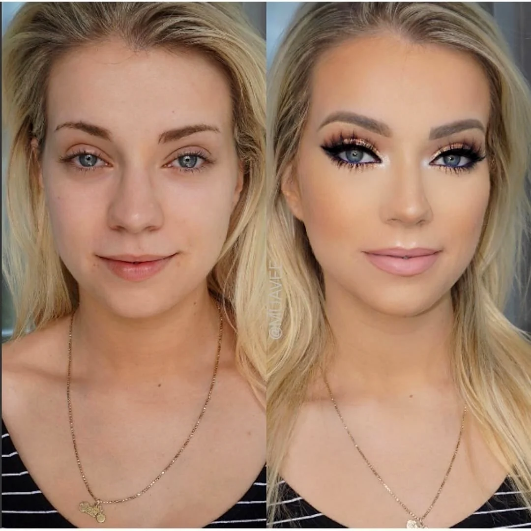 Естественный макияж до и после