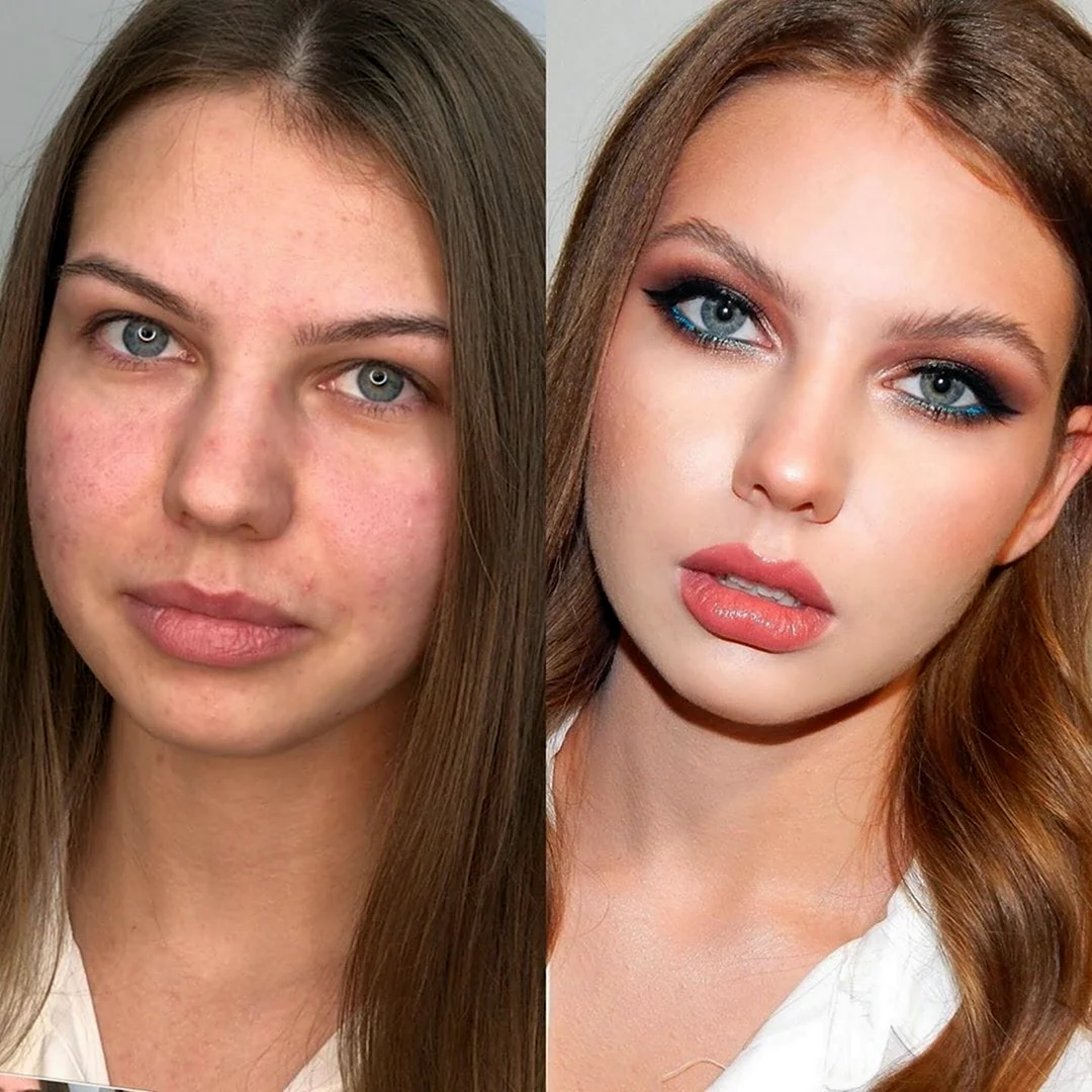 Естественный макияж до и после
