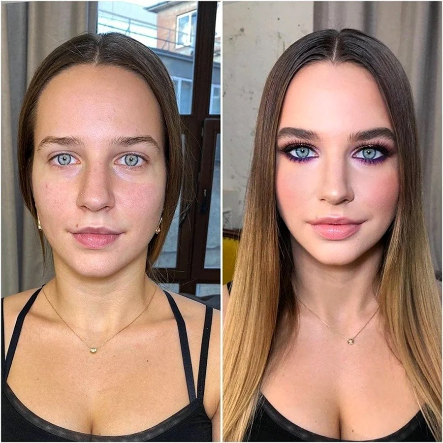 Естественный профессиональный макияж до и после