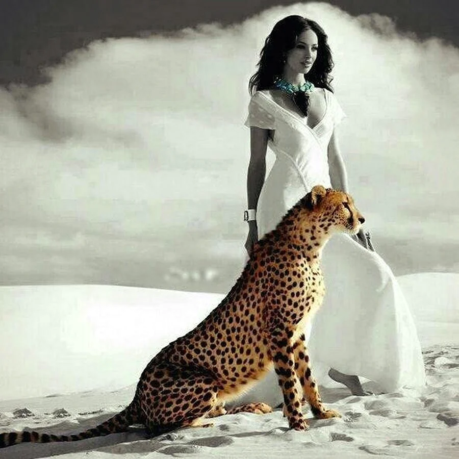 Филлис Гордон с леопардом