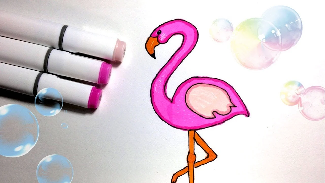 Фламинго маркерами