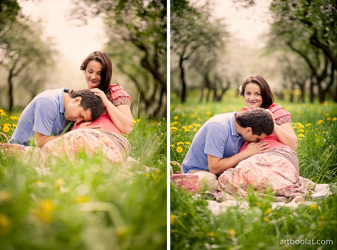 Фотосессия беременной с мужем на природе