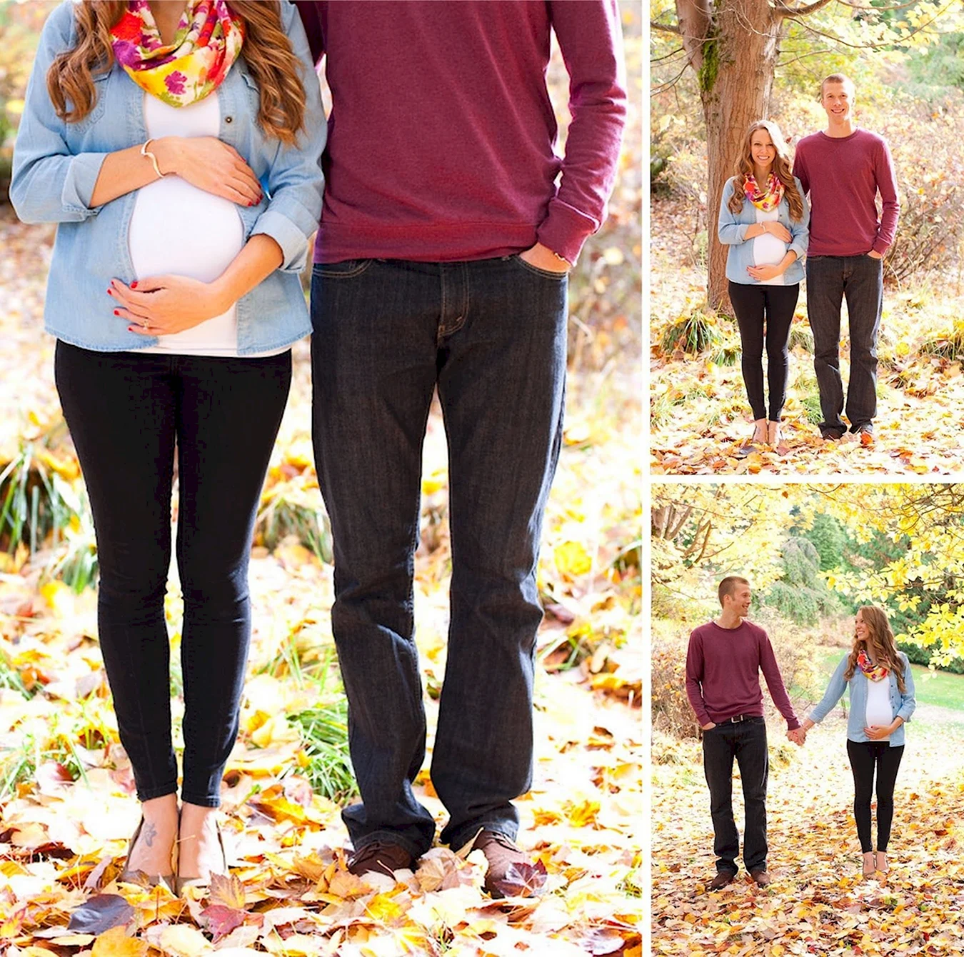 Фотосессия беременной с мужем осенью