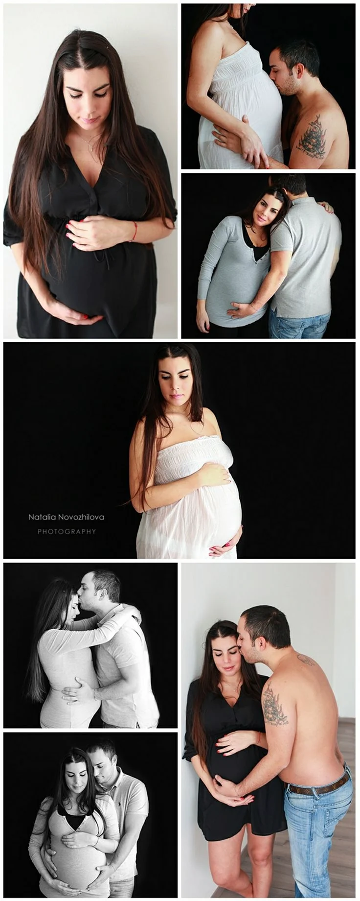 Фотосессия беременной с мужем в студии позирование