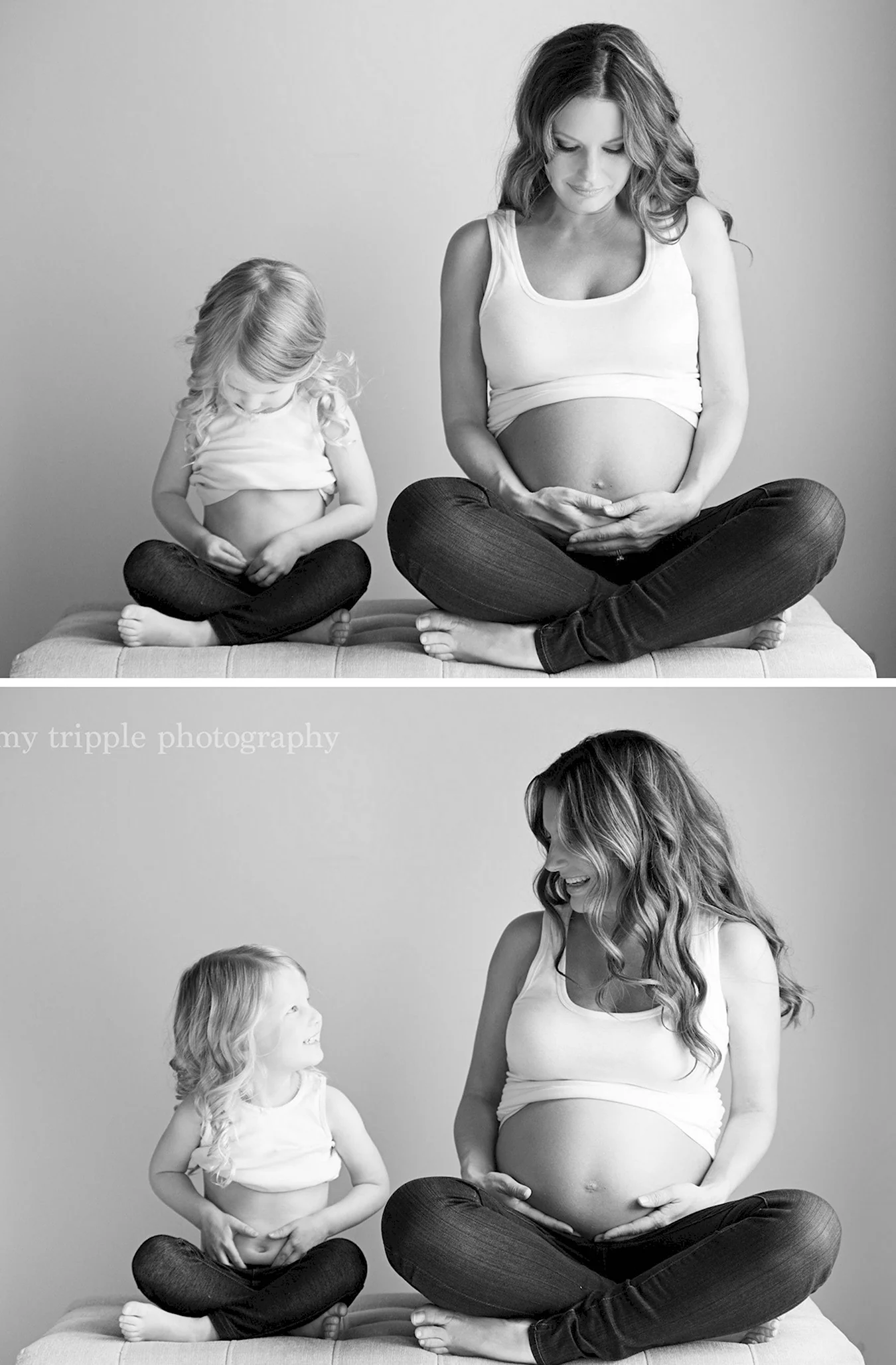 Фотосессия беременности с дочкой