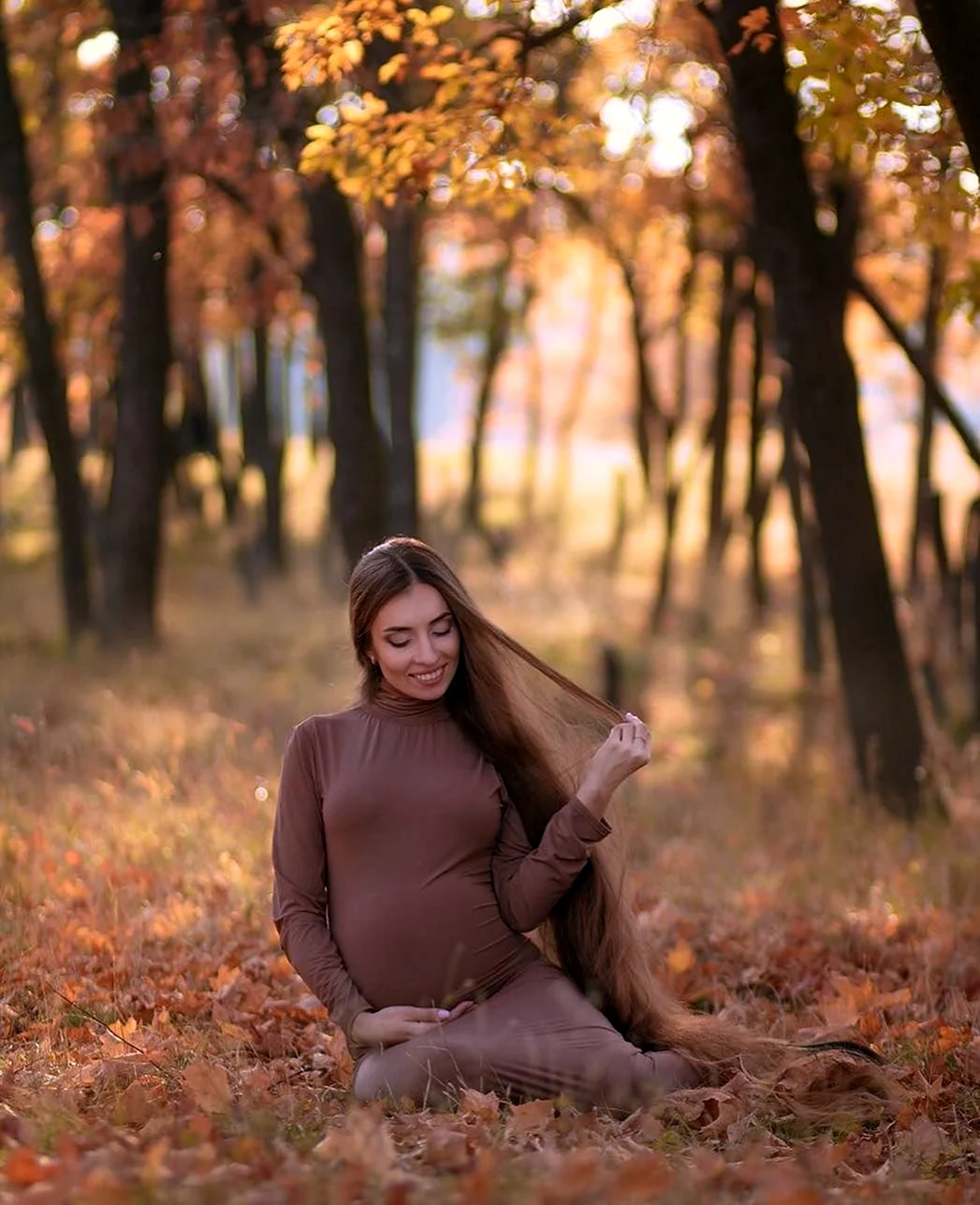Фотосессия беременных на природе осенью
