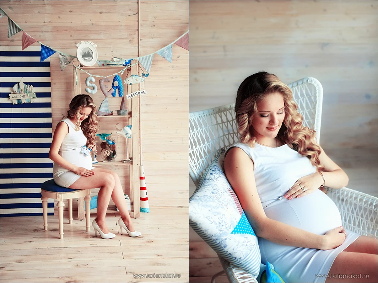 Фотосессия беременных с дочкой в студии