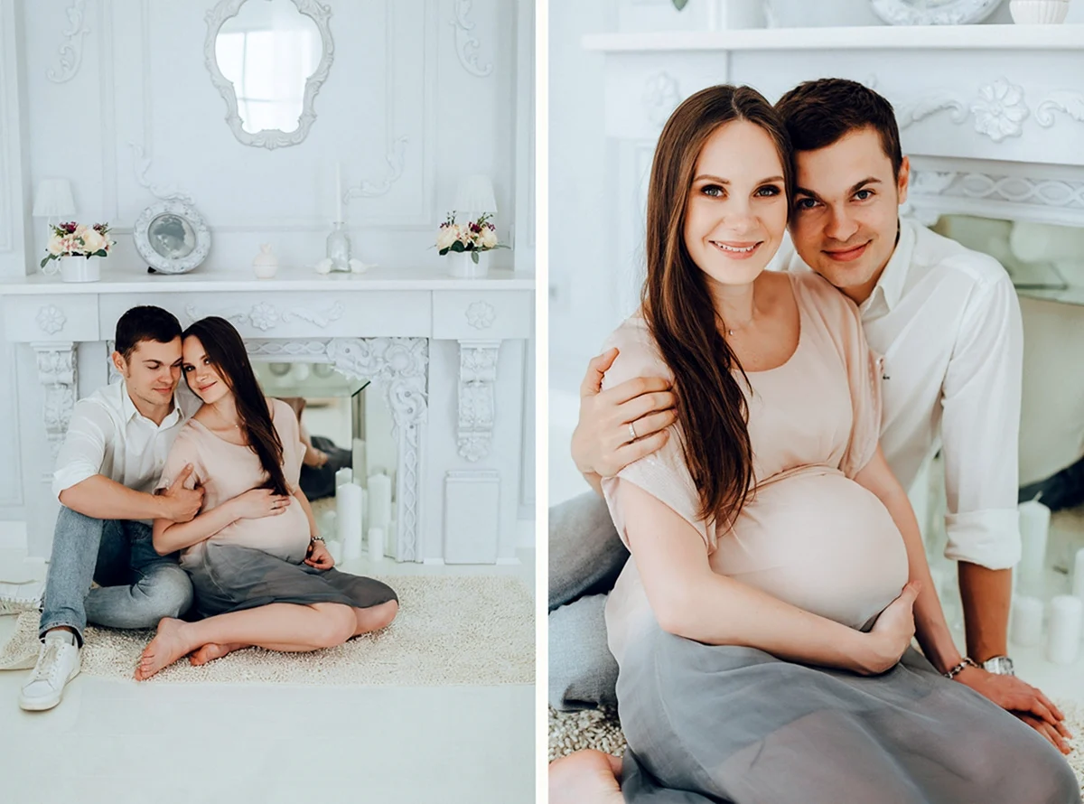 Фотосессия беременных с мужем в студии