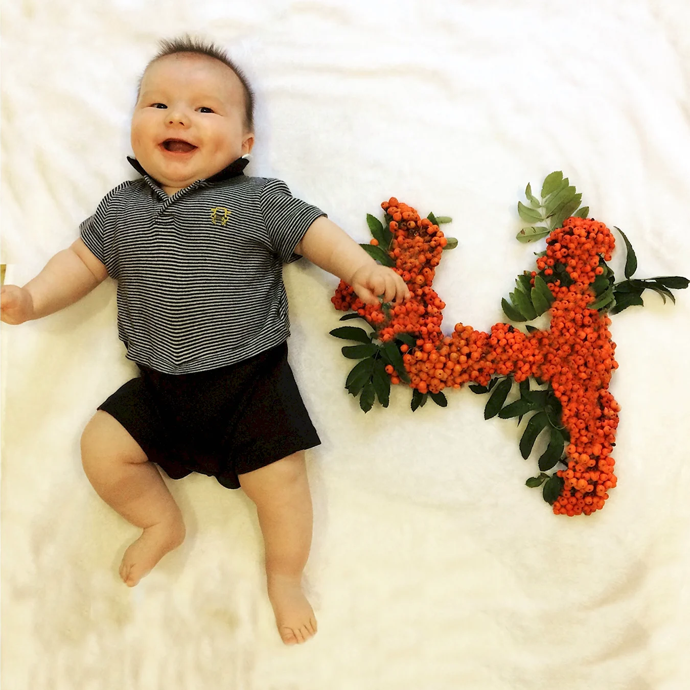 Фотосессия по месяцам малыша с виноградом