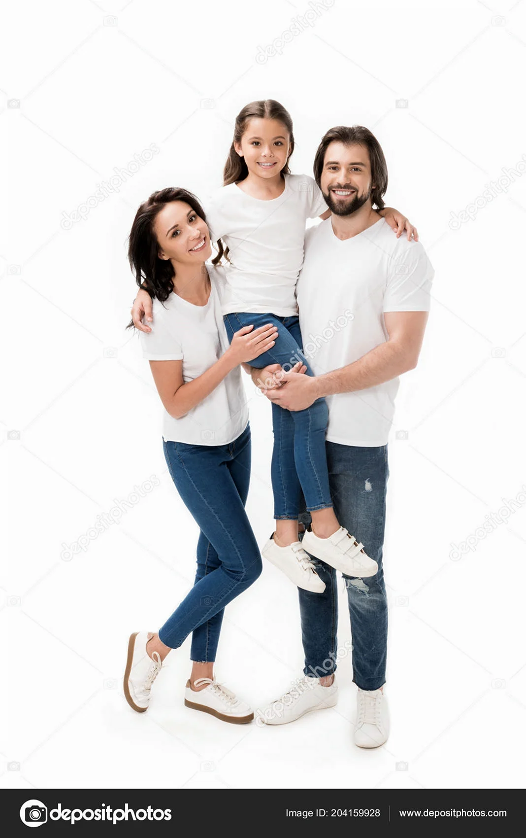 Фотосессия семейная в джинсах и белых