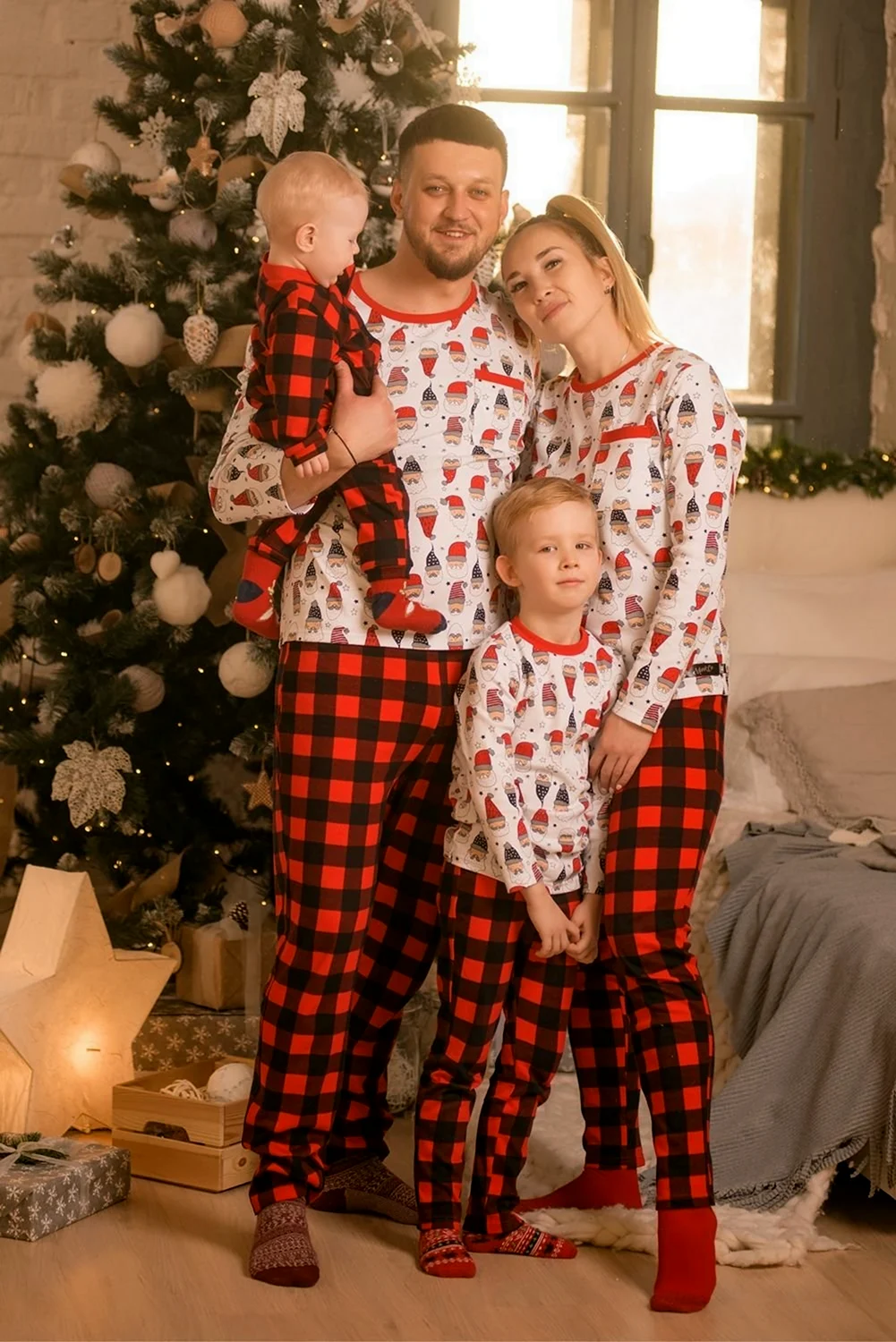 Фотосессия в пижамах Новогодняя семейная