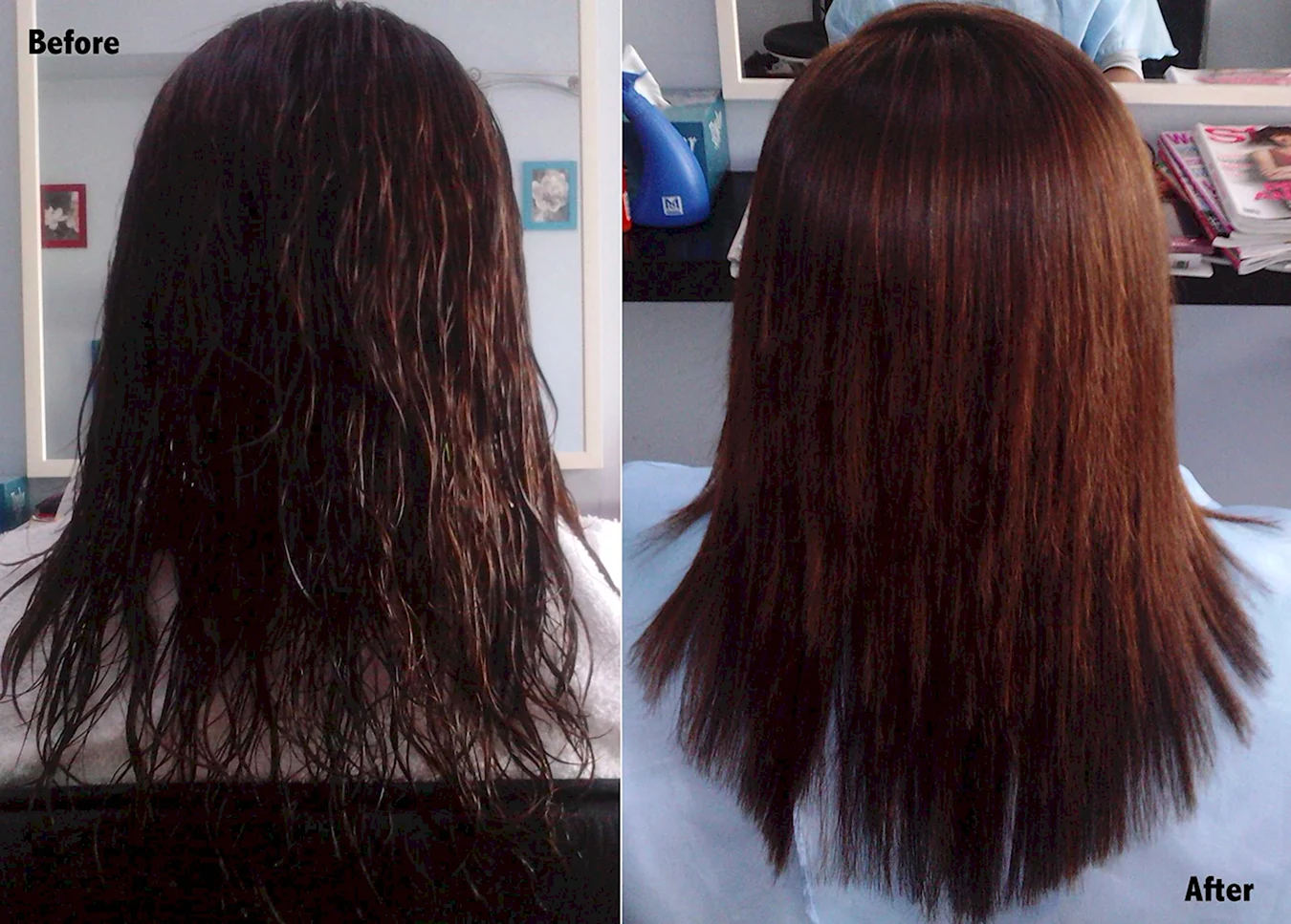 Hair Straightening before and after