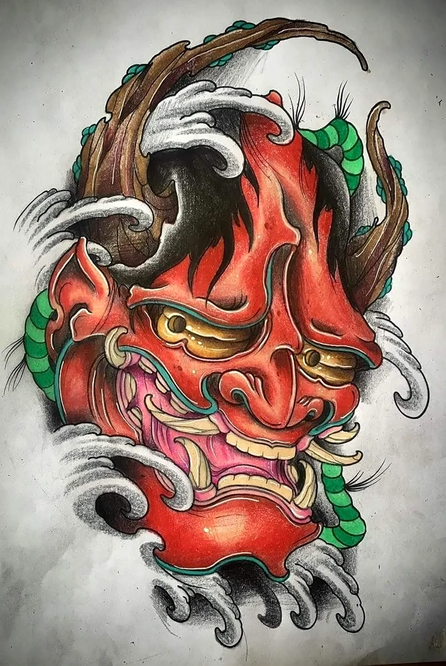 Японская маска демона Ханья