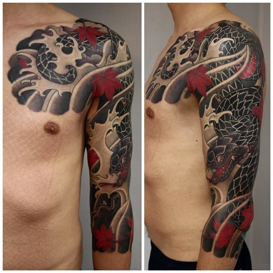 Японская Татуировка половина рукава