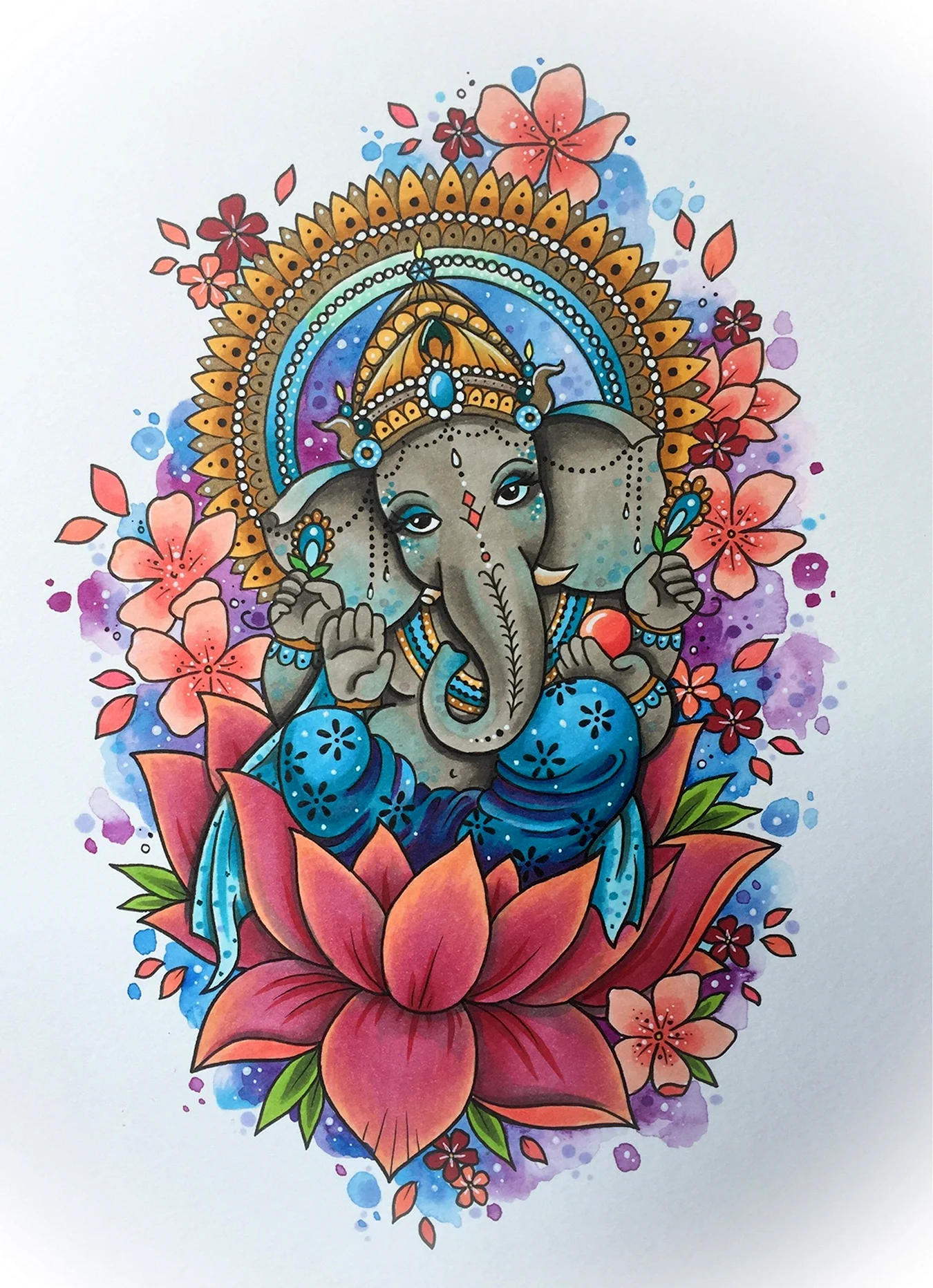 Индийский Бог слон Ганеша тату
