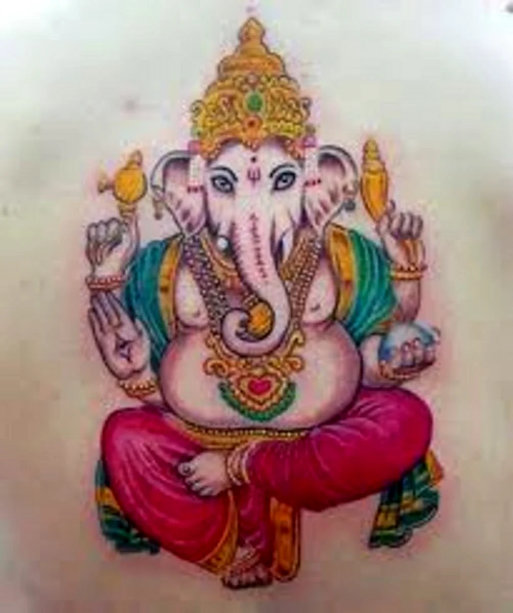 Индийский Бог слон Ганеша тату