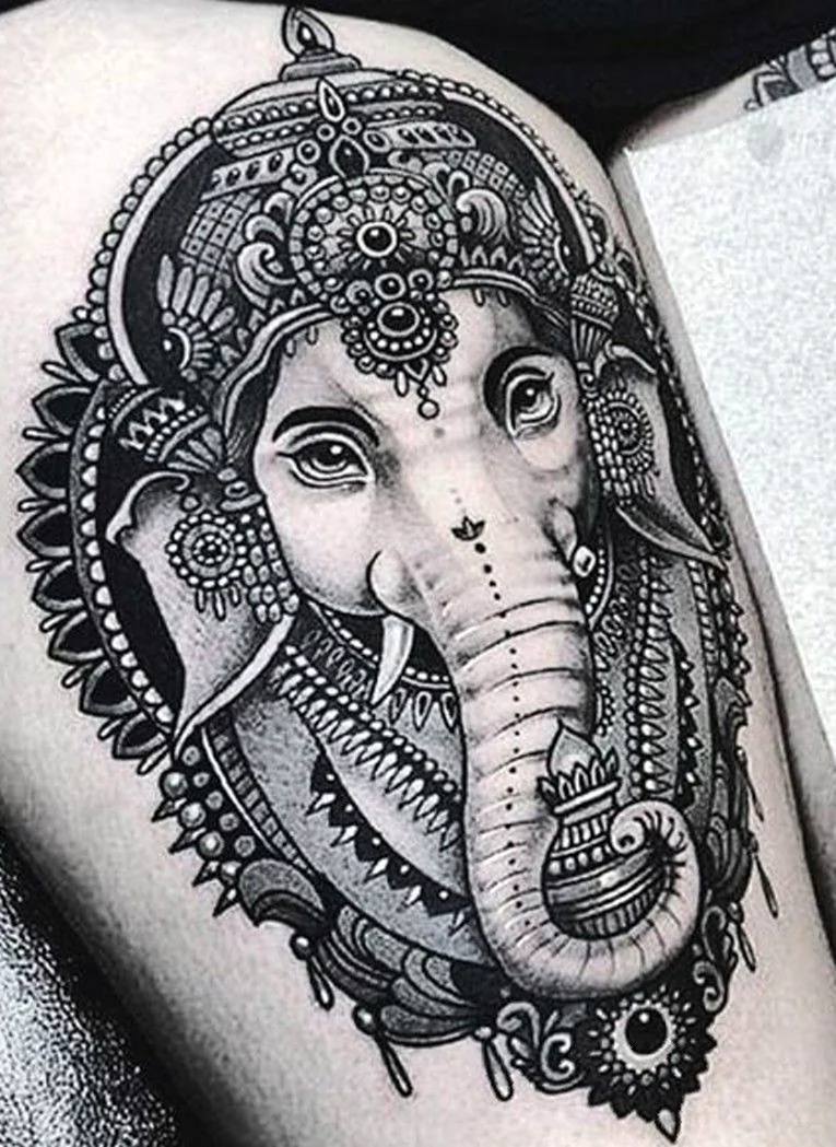 Индийский слон Ганеша тату