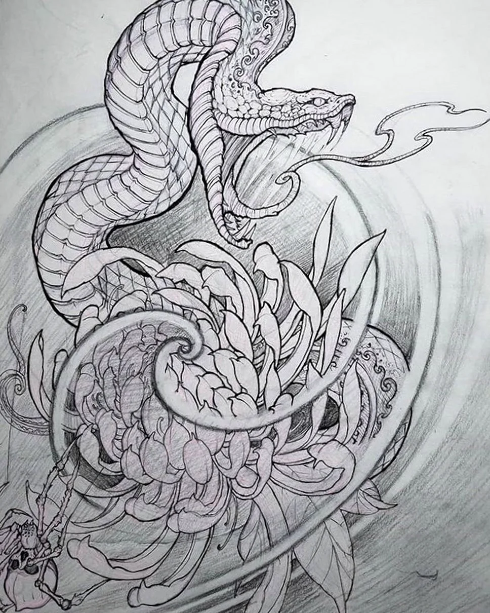 Irezumi Tattoo Sketch змея