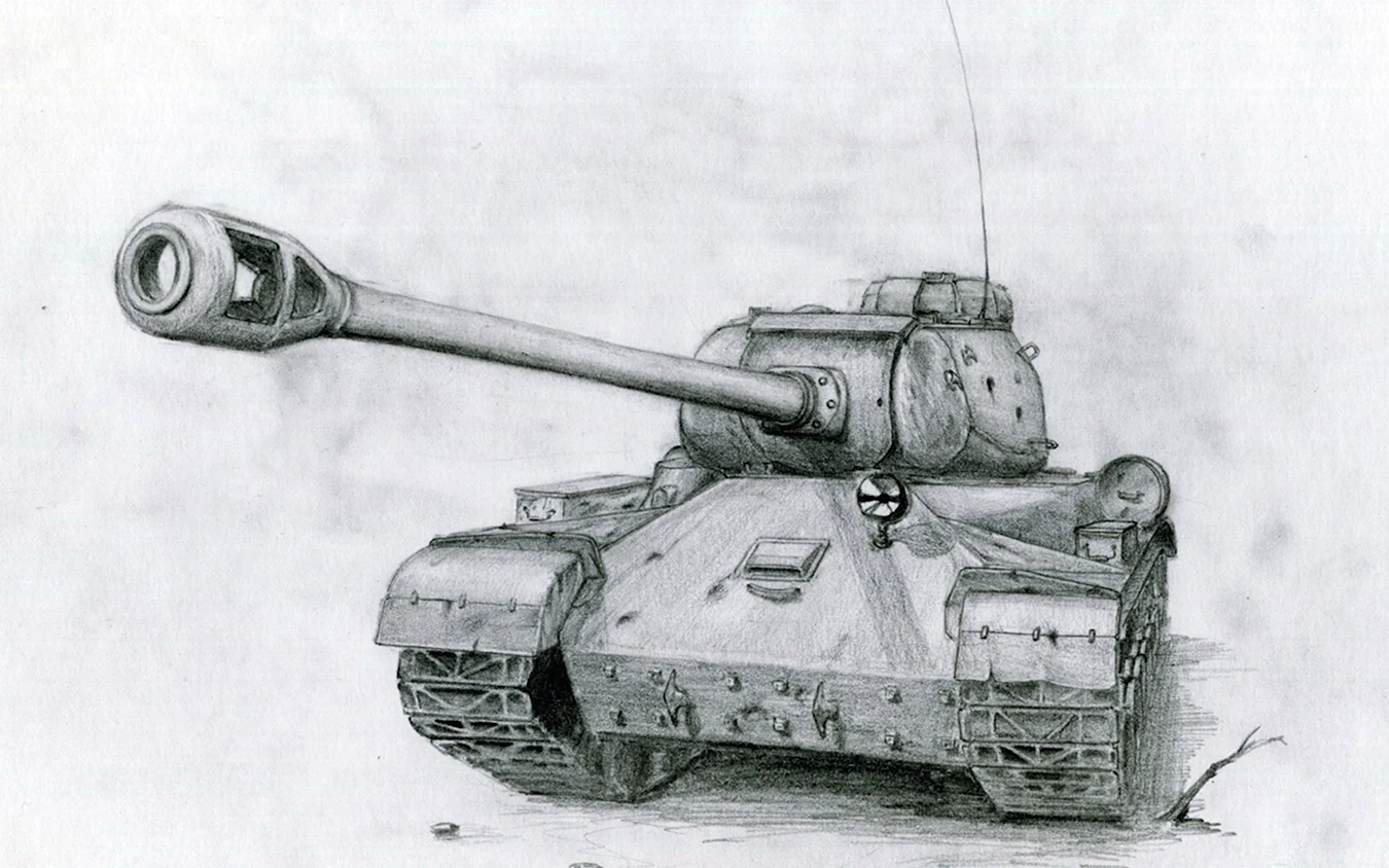 Карандашный рисунок машины танков ИС 7
