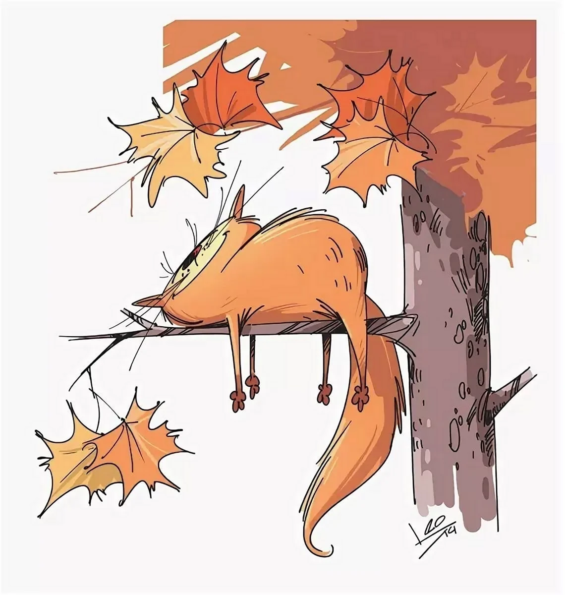 Карикатура осень