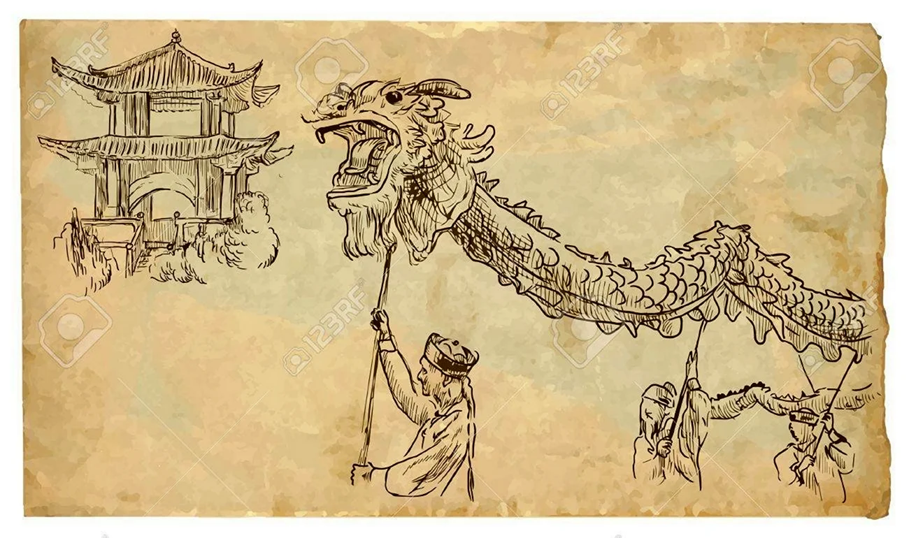 Китайский дракон на древних китайских рисунках