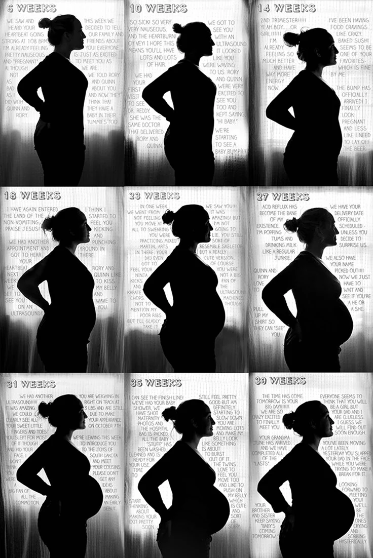 Коллаж беременности чб
