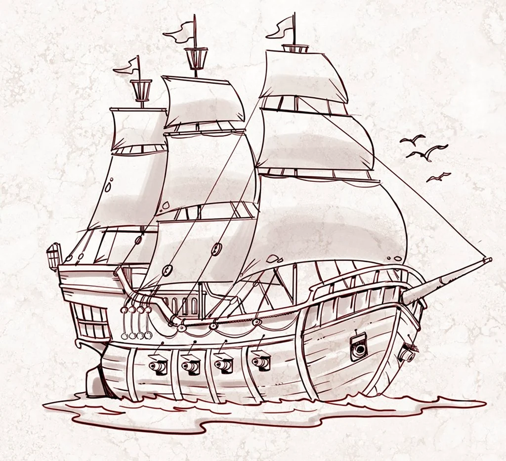 Корабль Грея сбоку нарисованный