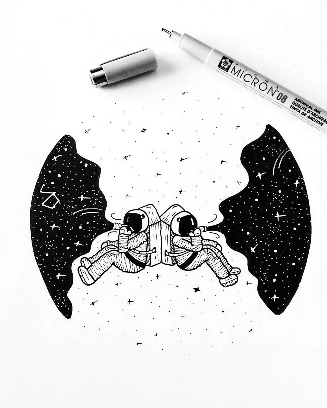 Космос рисунок ручкой