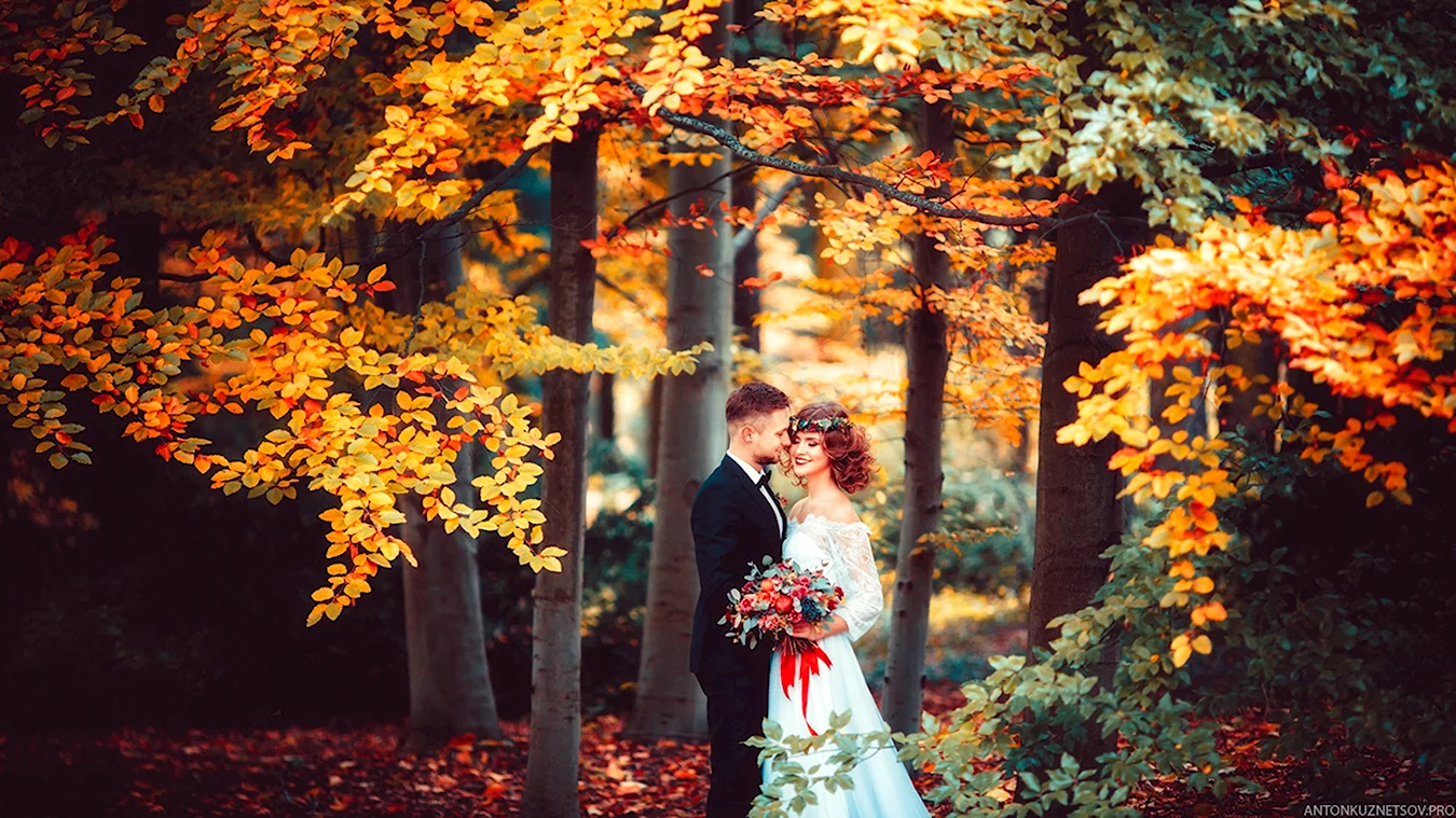 Красивая фотосессия Свадебная осенью