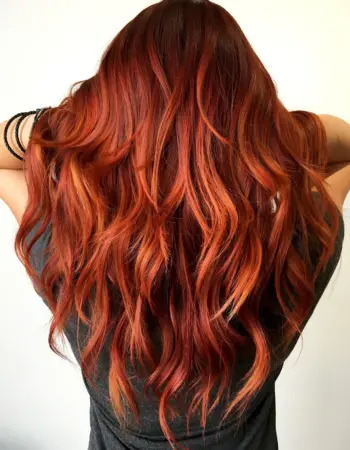 Красивое окрашивание длинных волос в рыжий