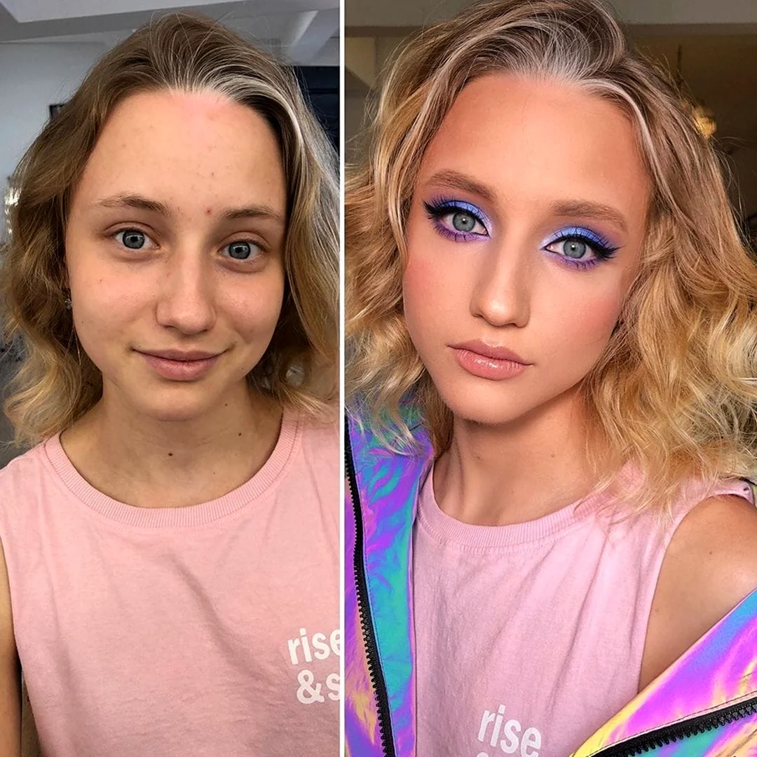 Красивый макияж до и после
