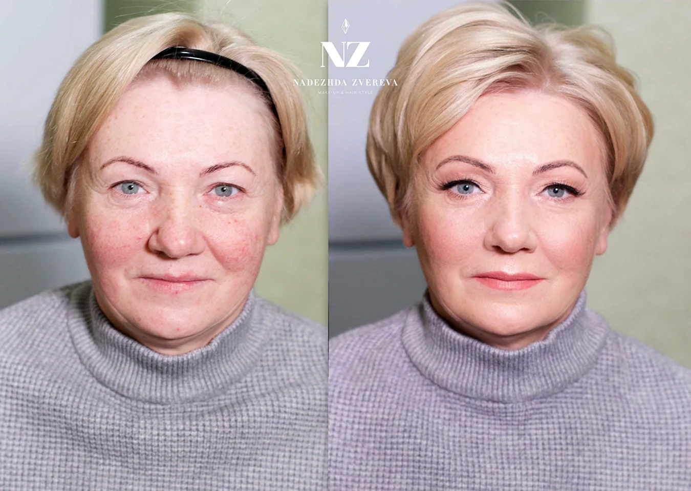 Лифтинг макияж до и после