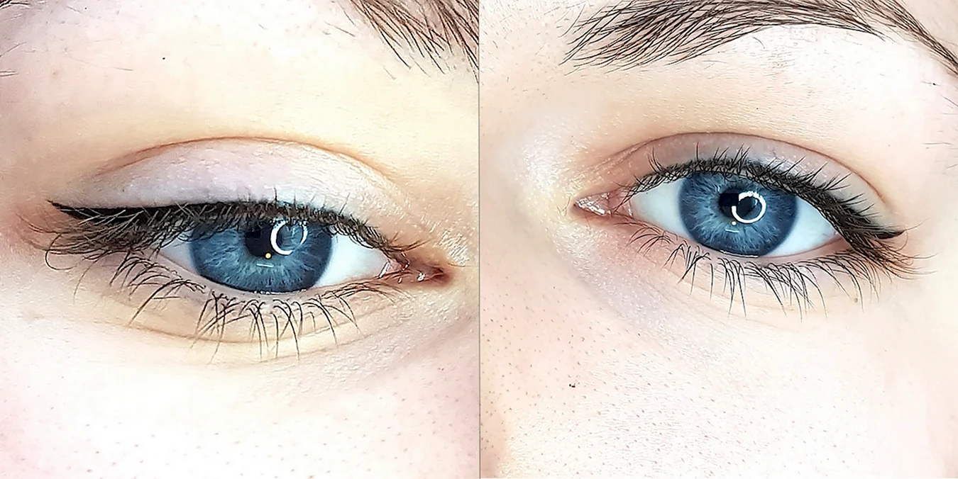 Межресничка перманентный макияж для голубых глаз