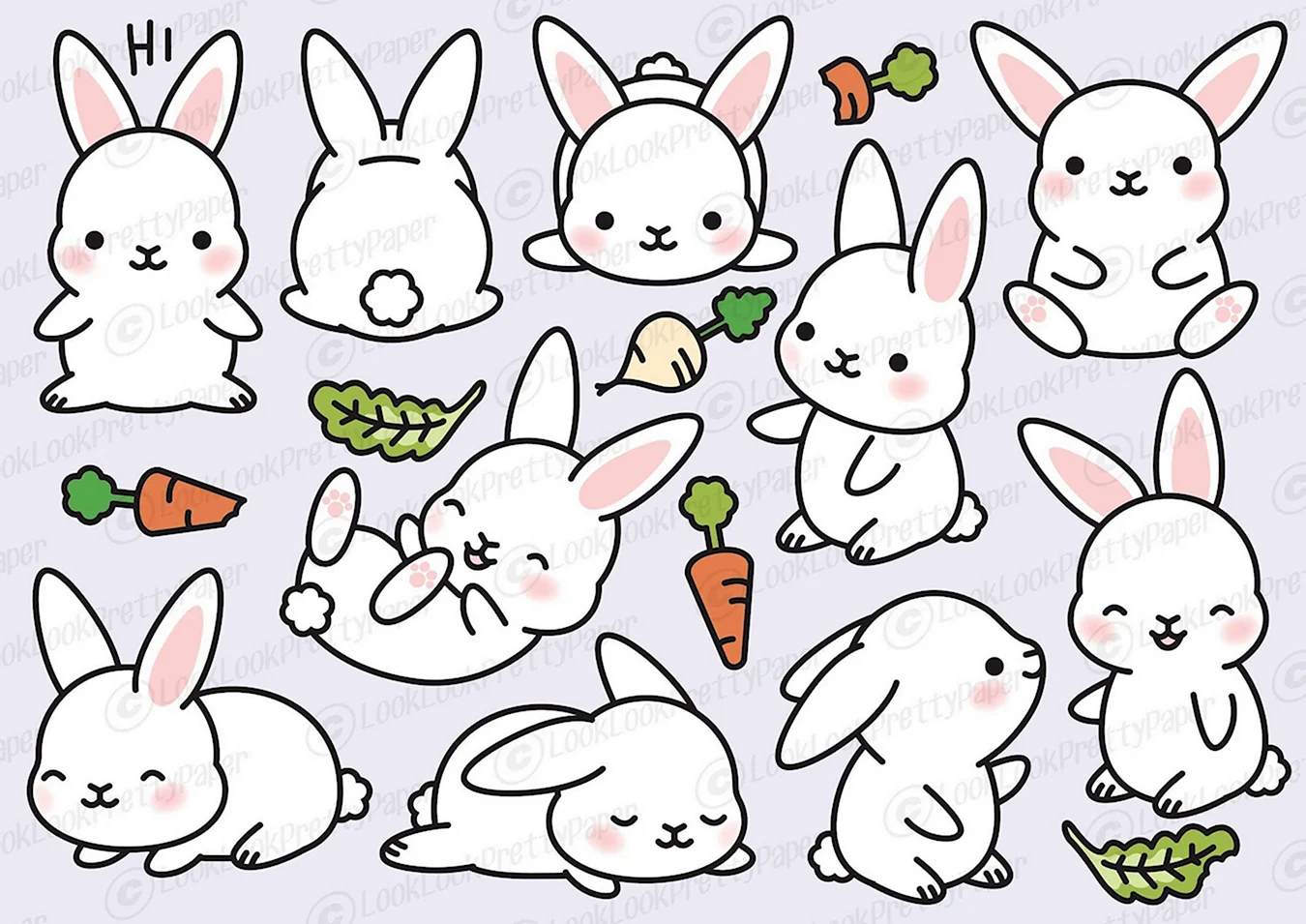 Милые мультяшные кролики