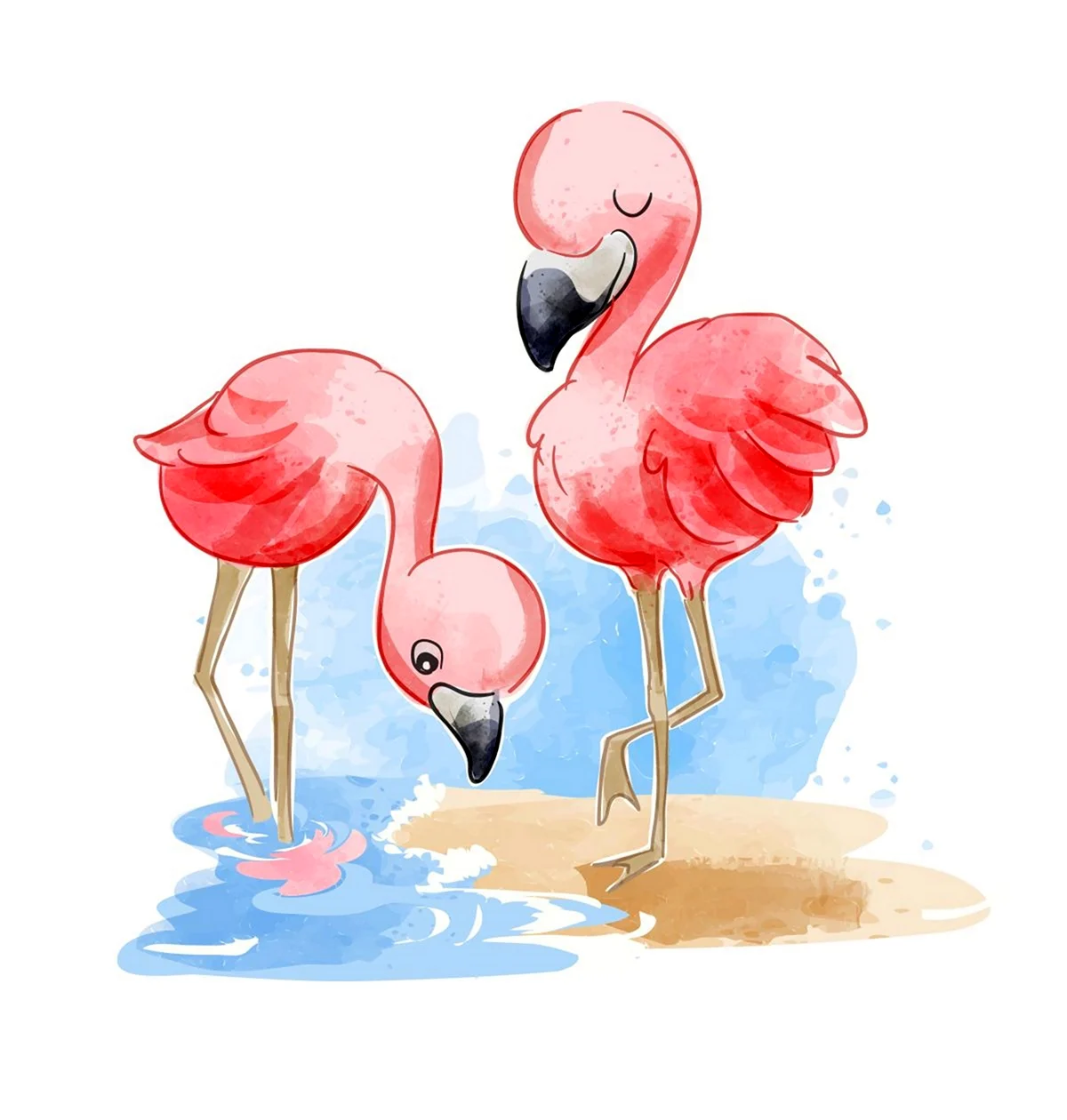 Мультяшные маленькие Фламинго