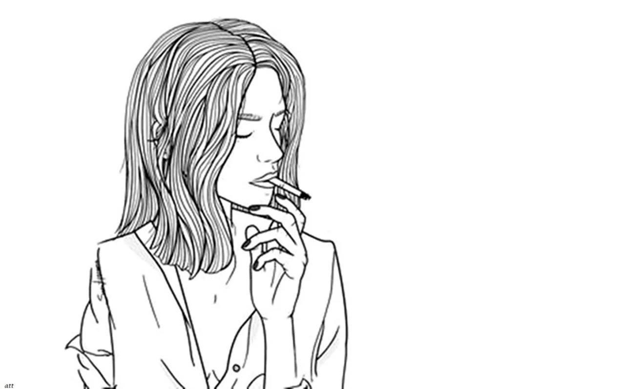 Нарисовать девушку с сигаретой