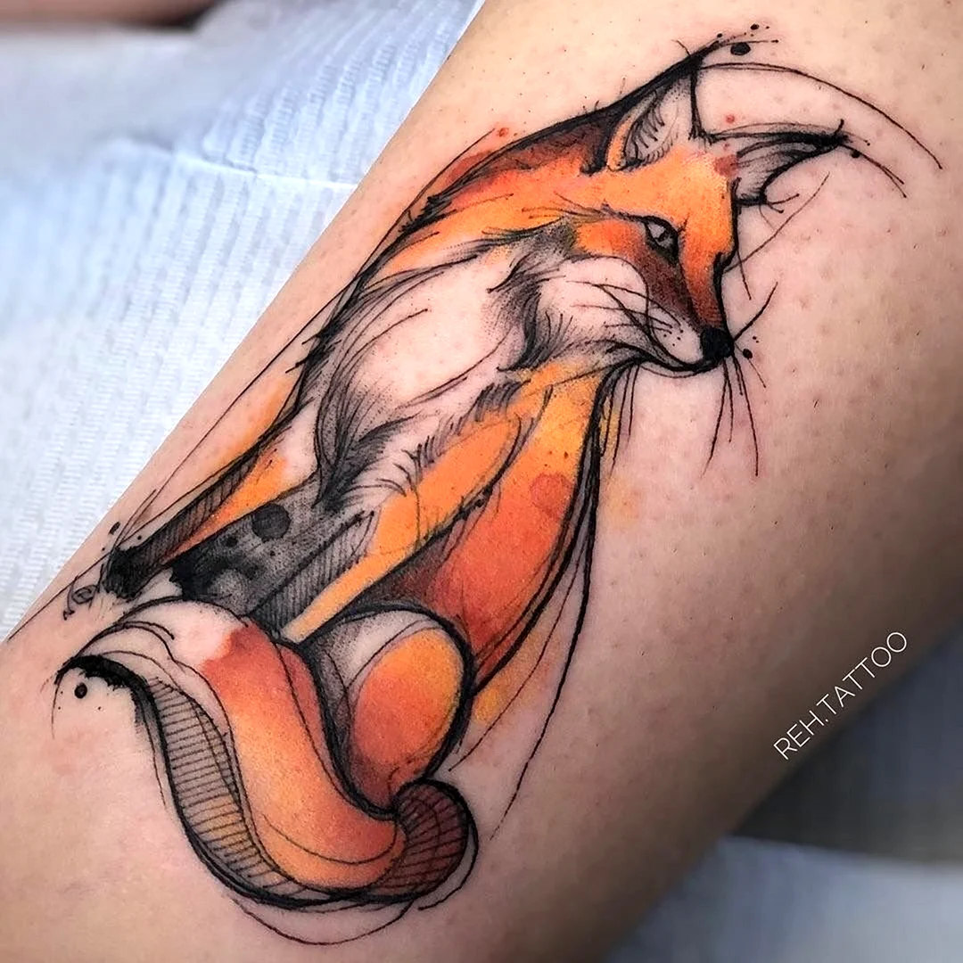 Необычное тату лисы